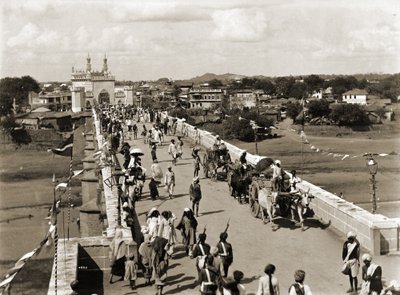 Photograph of the entrance bridge to the city of Hyderabad by Lala Deen Dayal